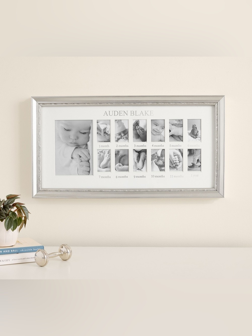 Pottery Barn Silver Leaf First Year Baby Photo Frame, NWT (No Insert Included)